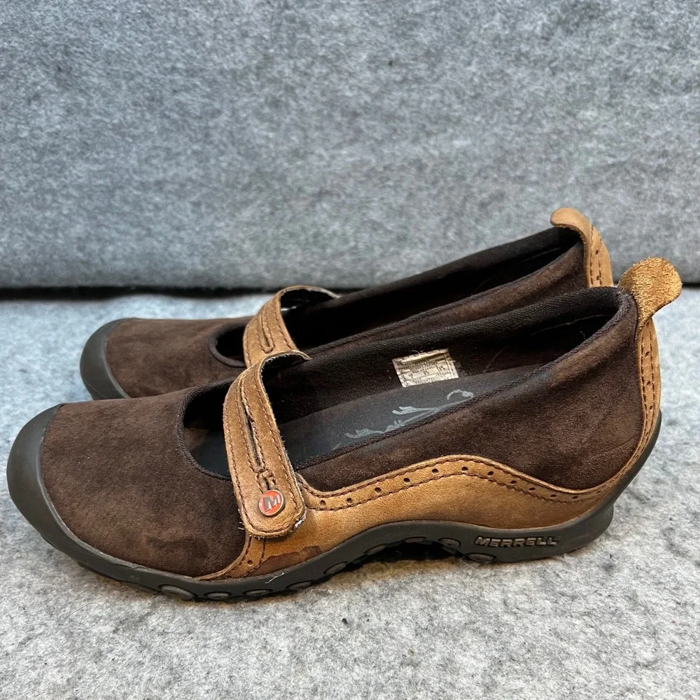 Merrell Brown‎ Suede Leather Accent Mary Jane Comfort Shoes Outfoors Women's  8